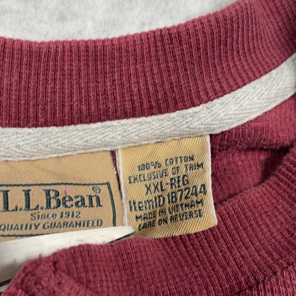 L.L.Bean Shirt Mens 2XL Red Henley Long Sleeve Thermal Waffle Knit Cotton - Picture 3 of 11